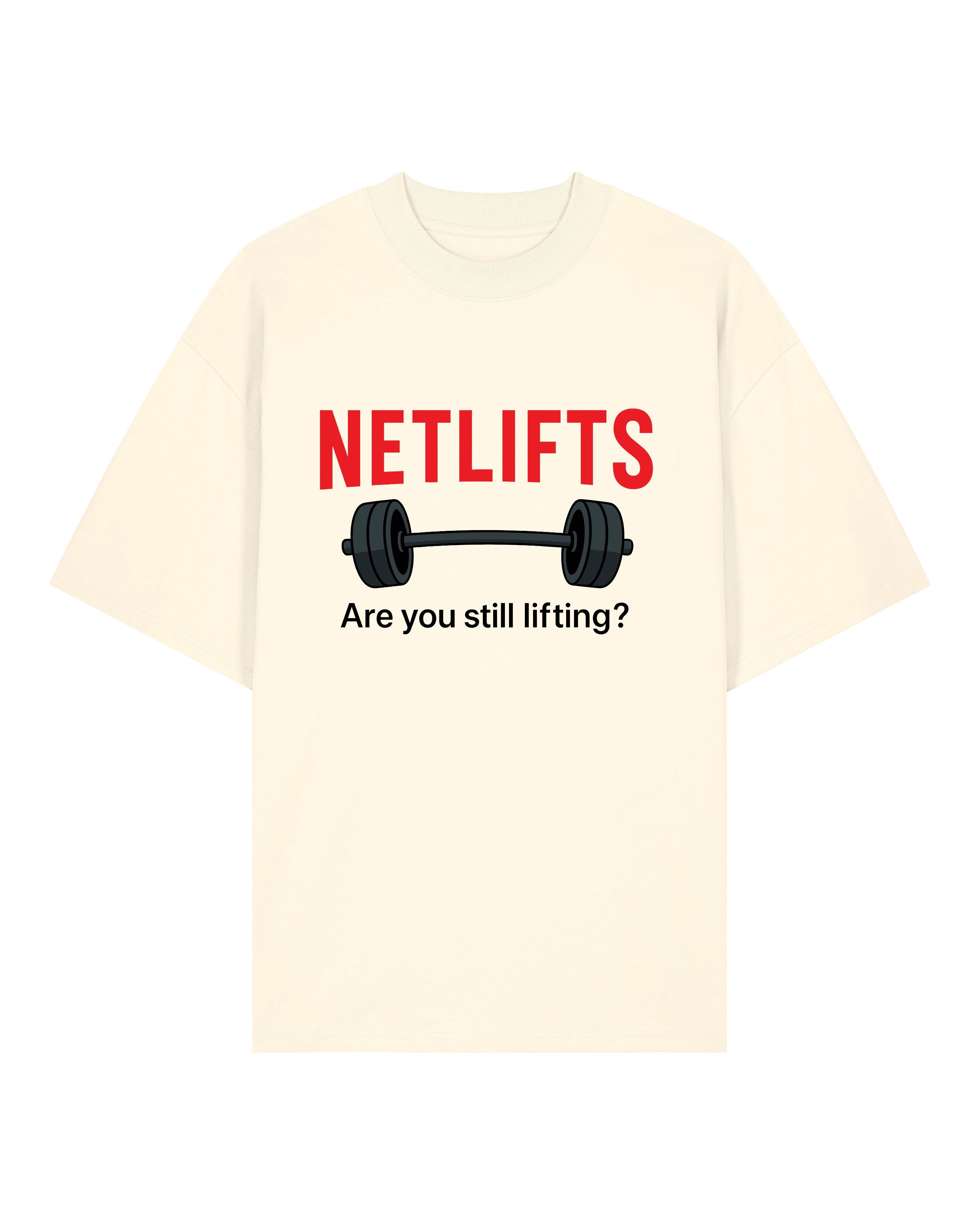 NETLIFTS Oversize Pumpcover Shirt in Natur – Funny Bodybuilding Shirt für Fitnessfans