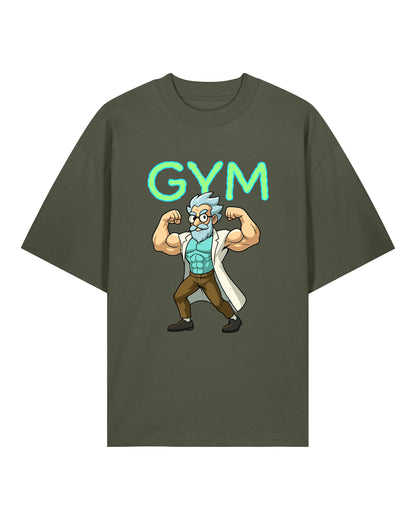 Teeflix GYM Rick Pump Cover Shirt Oliv Unisex Oversized Bio-Baumwolle