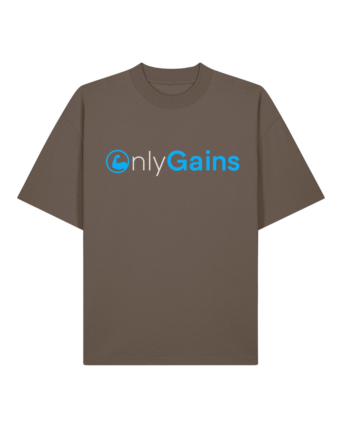 Oversize T-Shirt OnlyGains braun, Gym Lifestyle Shirt, Bodybuilding Mode, Fitness Streetwear