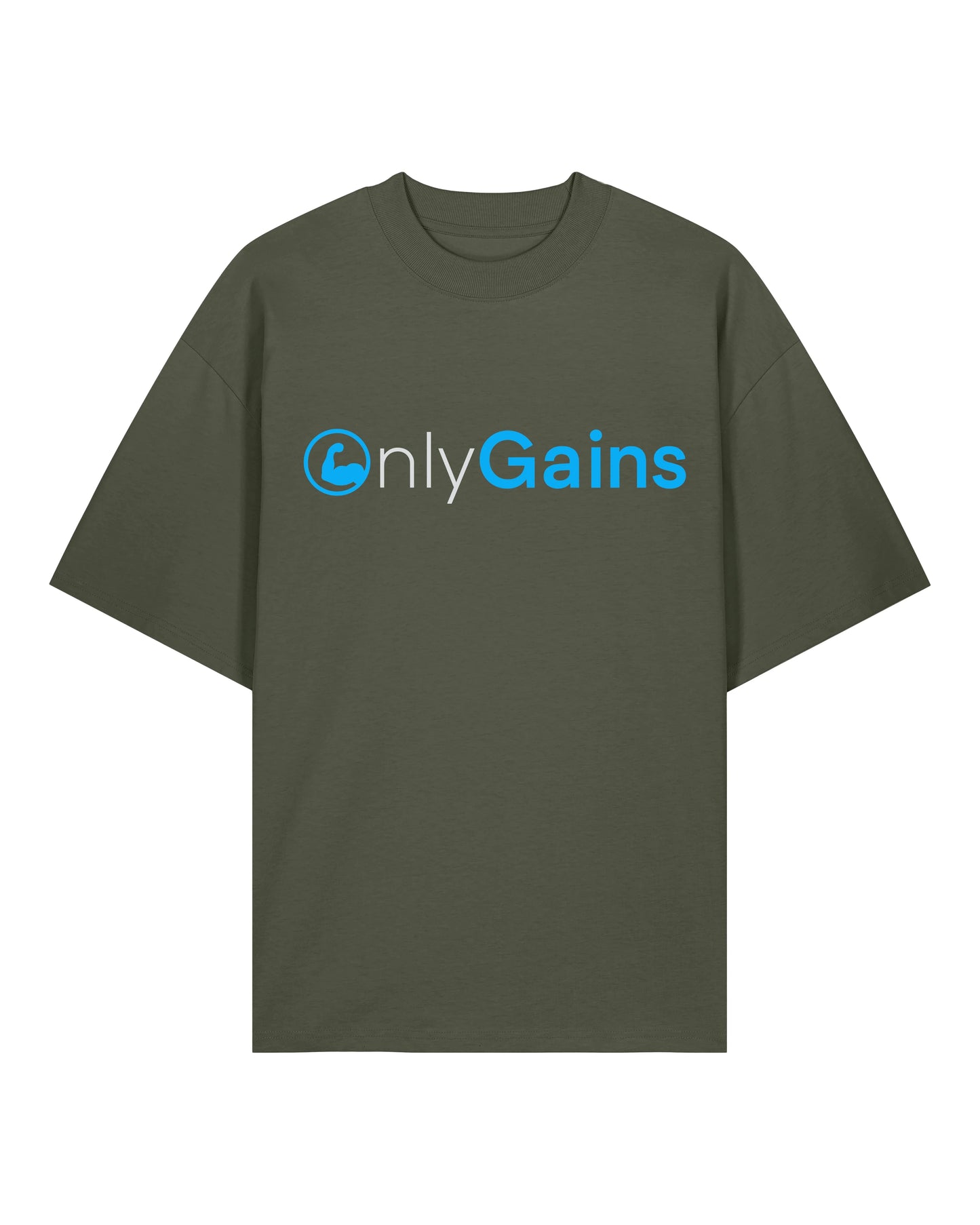 Oversize T-Shirt OnlyGains grün, Fitness Oversize Shirt, Gym Streetwear, Training Shirt