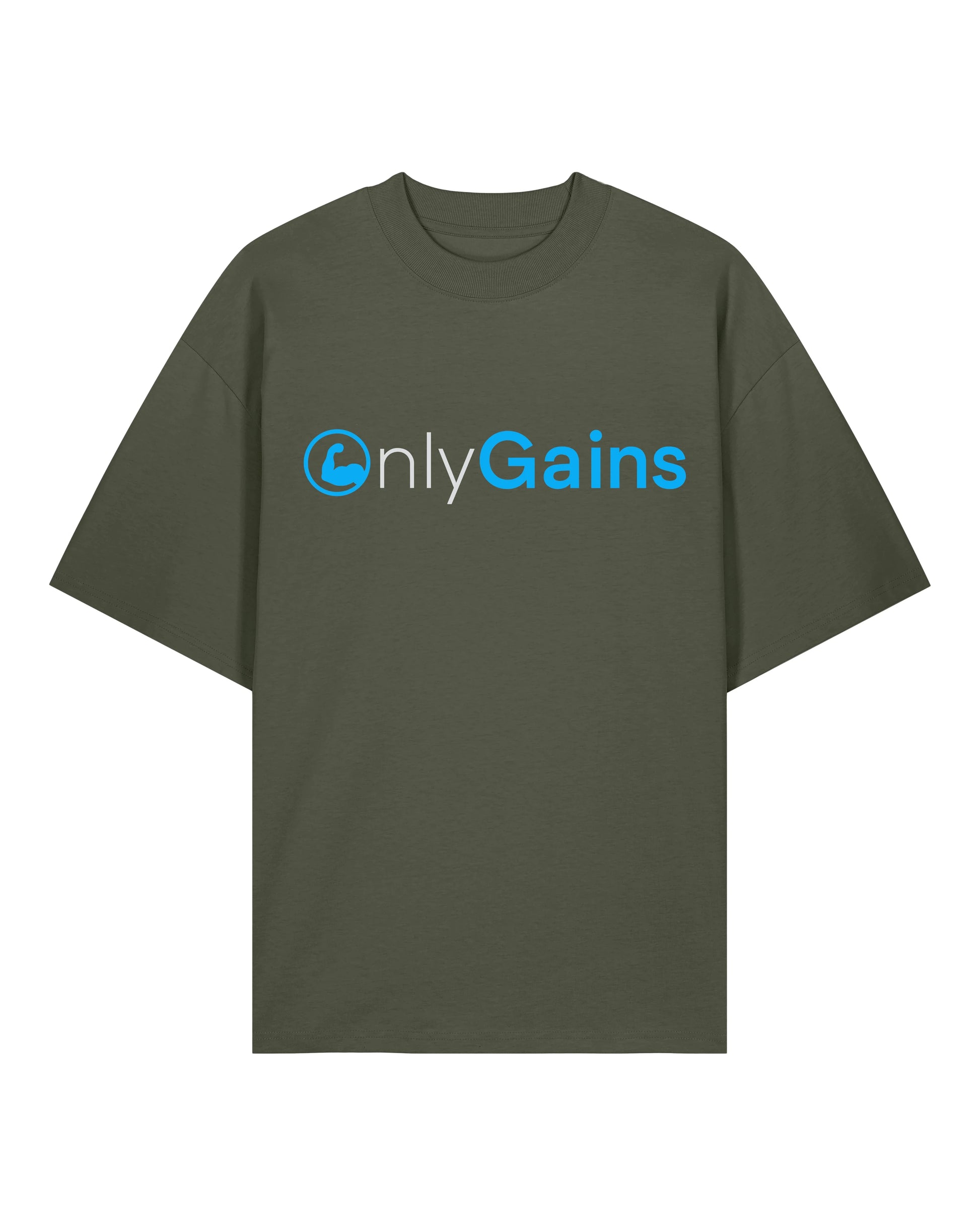 Oversize T-Shirt OnlyGains grün, Fitness Oversize Shirt, Gym Streetwear, Training Shirt