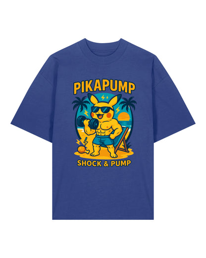 PIKAPUMP Oversized Gym Shirt Blau – Lustiges Oversized Fitness Fun Shirt von Teeflix