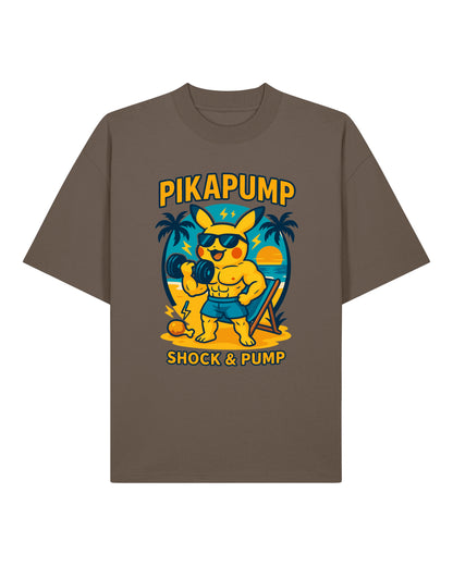 PIKAPUMP Oversized Gym Shirt Braun – Fun Bodybuilding Oversized Shirt von Teeflix
