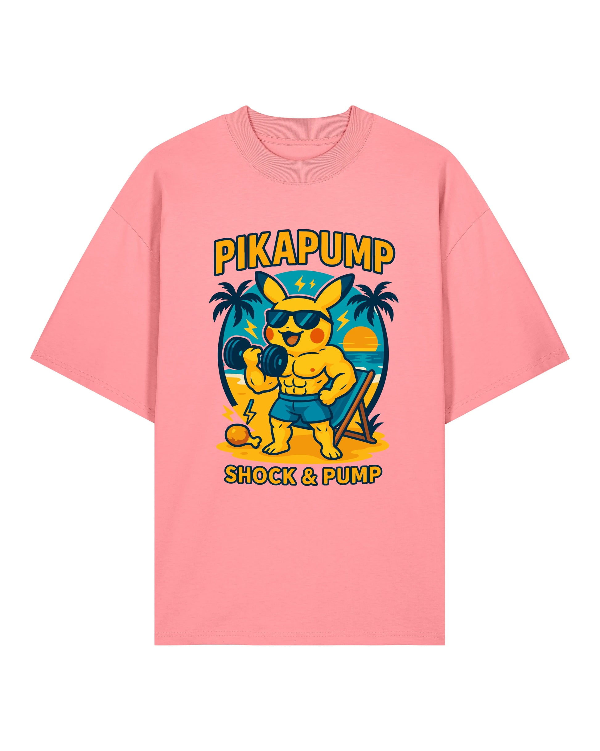 PIKAPUMP Oversized Gym Shirt Rosa – Lustiges Gym Pump Cover Shirt von Teeflix