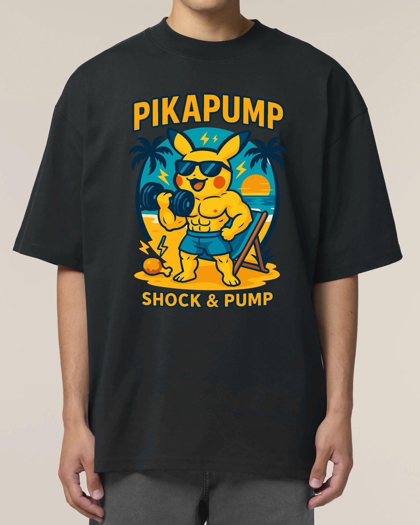 PIKAPUMP Oversized Gym Shirt Schwarz – Lustiges Pump Cover Shirt von Teeflix