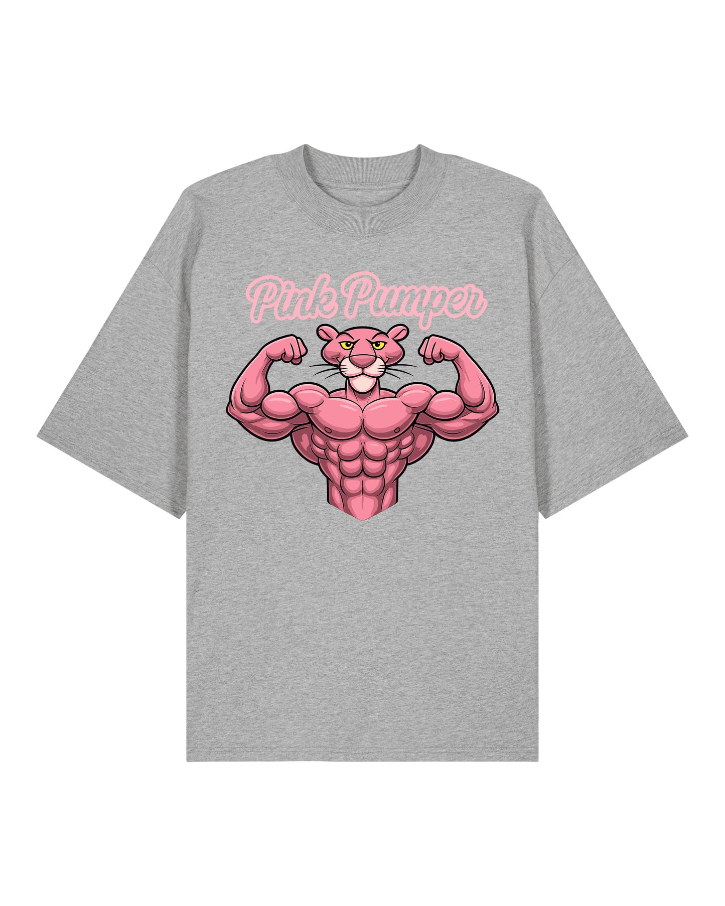 Pink Pumper Gym Shirt Grau OVERSIZED Lustiges Fitness Pump Cover Shirt Teeflix