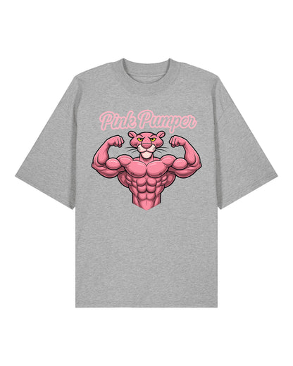 Pink Pumper Gym Shirt Grau OVERSIZED Lustiges Fitness Pump Cover Shirt Teeflix