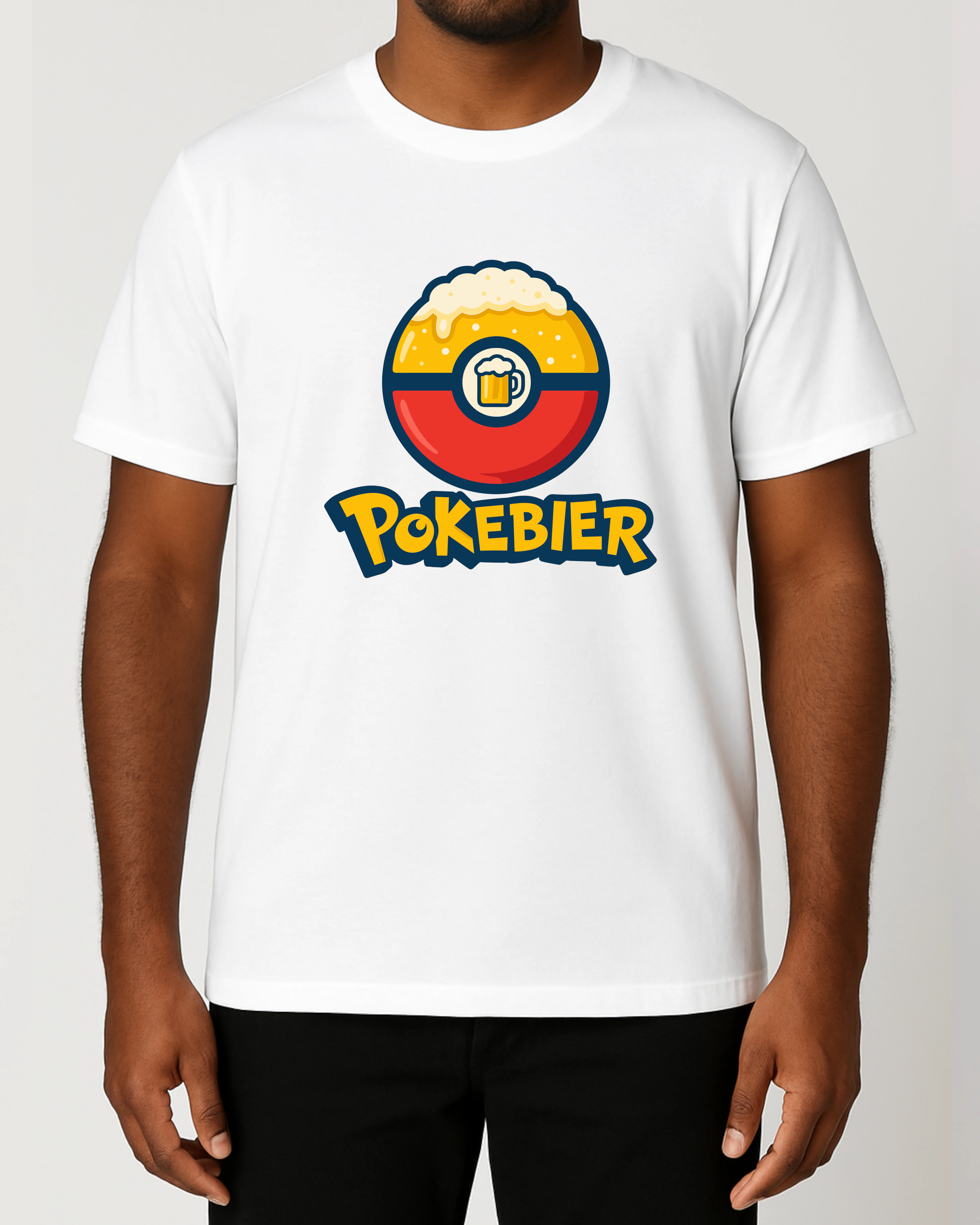 Pokebier T-Shirt Normal Fit Weiß – Lustiges Gaming & Bier Shirt