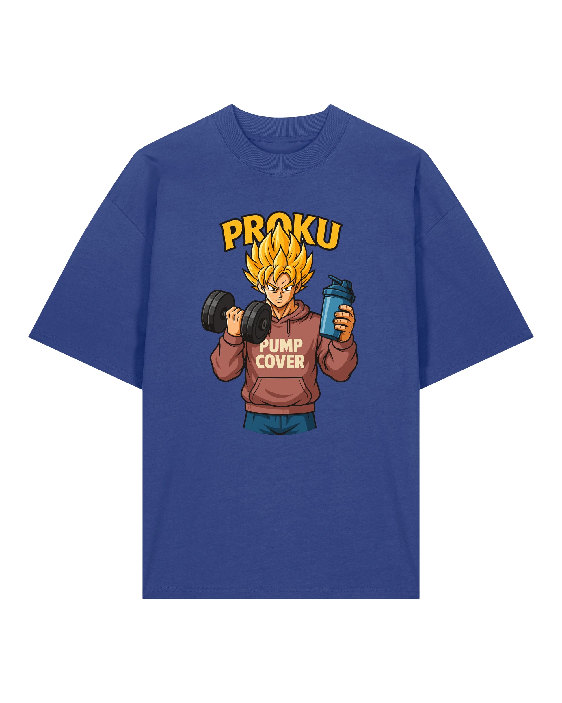 Proku Pump Cover Shirt Blau – Oversized Fitness Shirt für Männer & Frauen von Teeflix