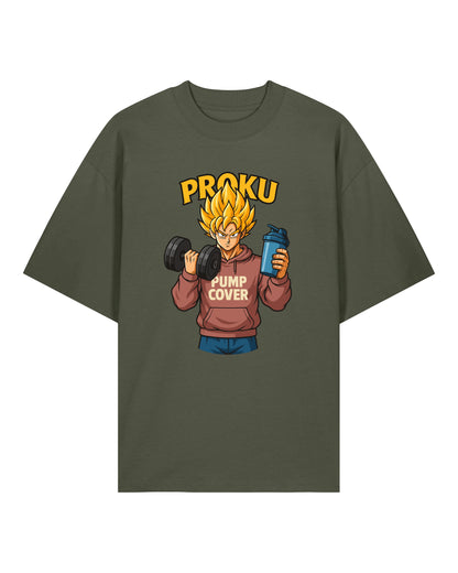 Proku Pump Cover Shirt Khaki – Oversized Gym Pump Cover Shirt aus 100% Bio-Baumwolle von Teeflix