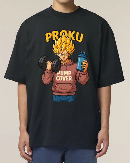 Proku Pump Cover Shirt Schwarz – Oversized Gym Shirt 100% Bio-Baumwolle von Teeflix
