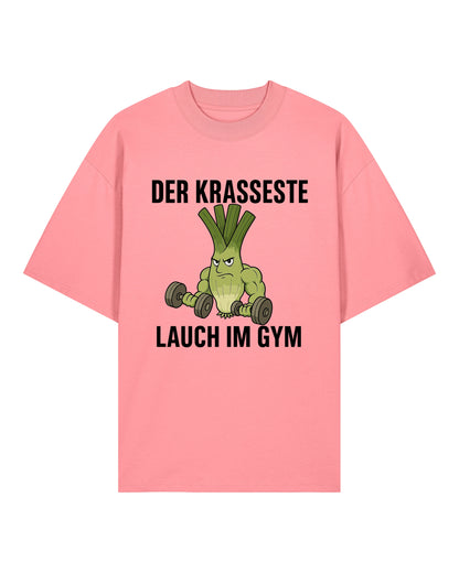 Lustiges Oversized Shirt – Der krasseste Lauch im Gym T-Shirt in Rosa