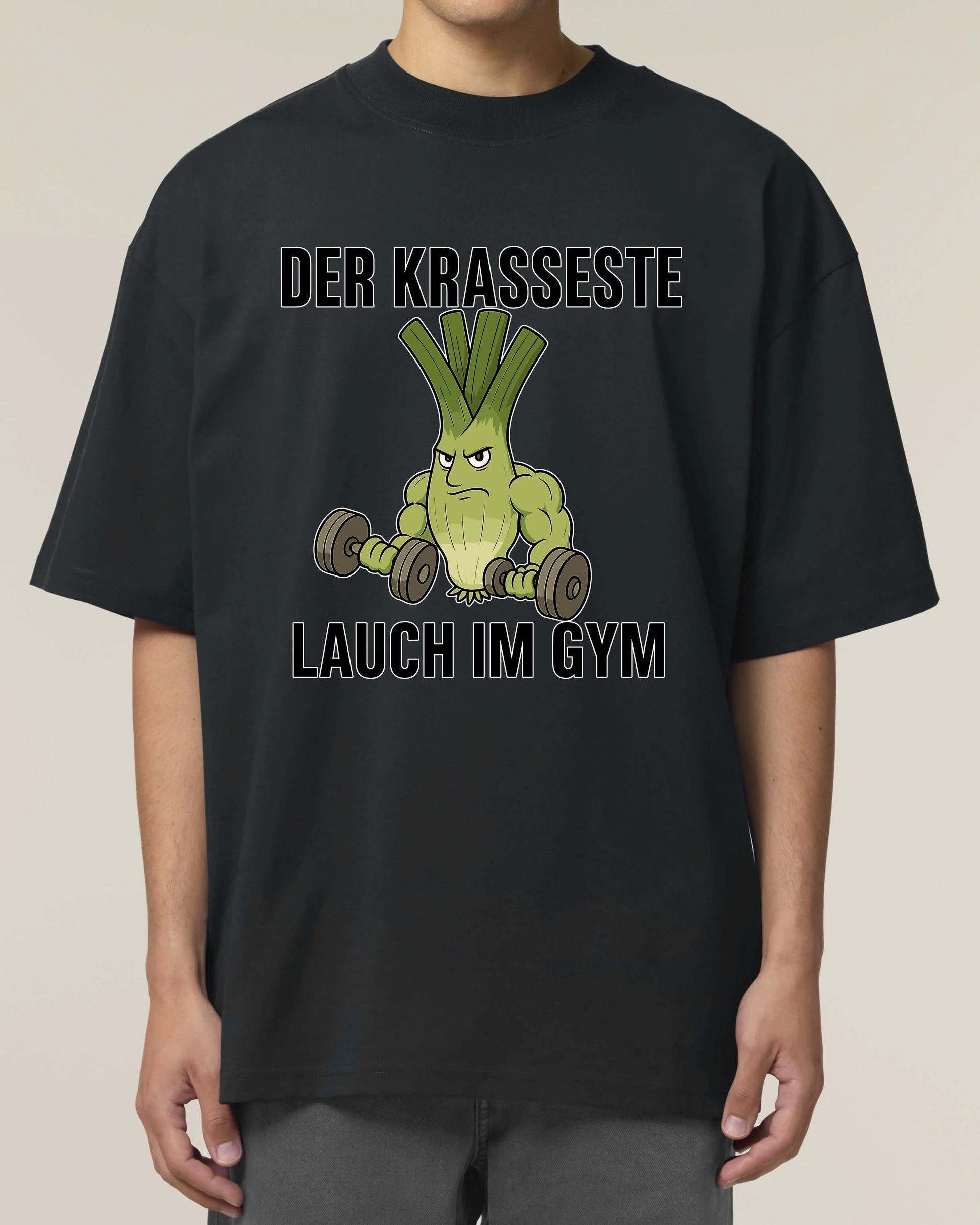 Pump Cover Fitness Shirt – Der krasseste Lauch im Gym T-Shirt in Schwarz