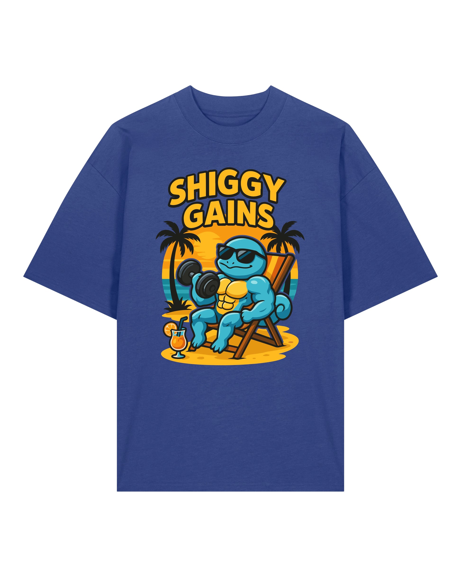 SHIGGY GAINS Oversized Pump Cover Gym Shirt Blau – Fun Pump Cover Shirt von Teeflix