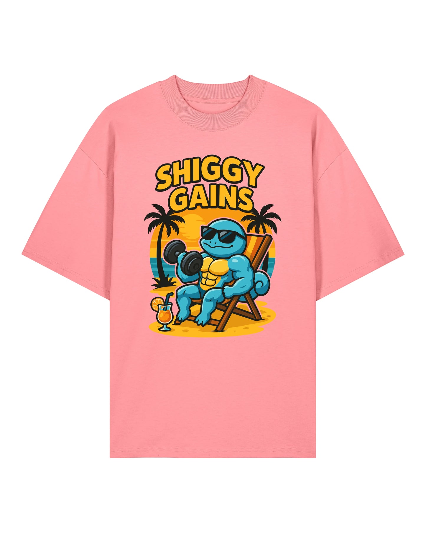 SHIGGY GAINS Oversized Pump Cover Gym Shirt Rosa – Fitness Fun Shirt für Training von Teeflix