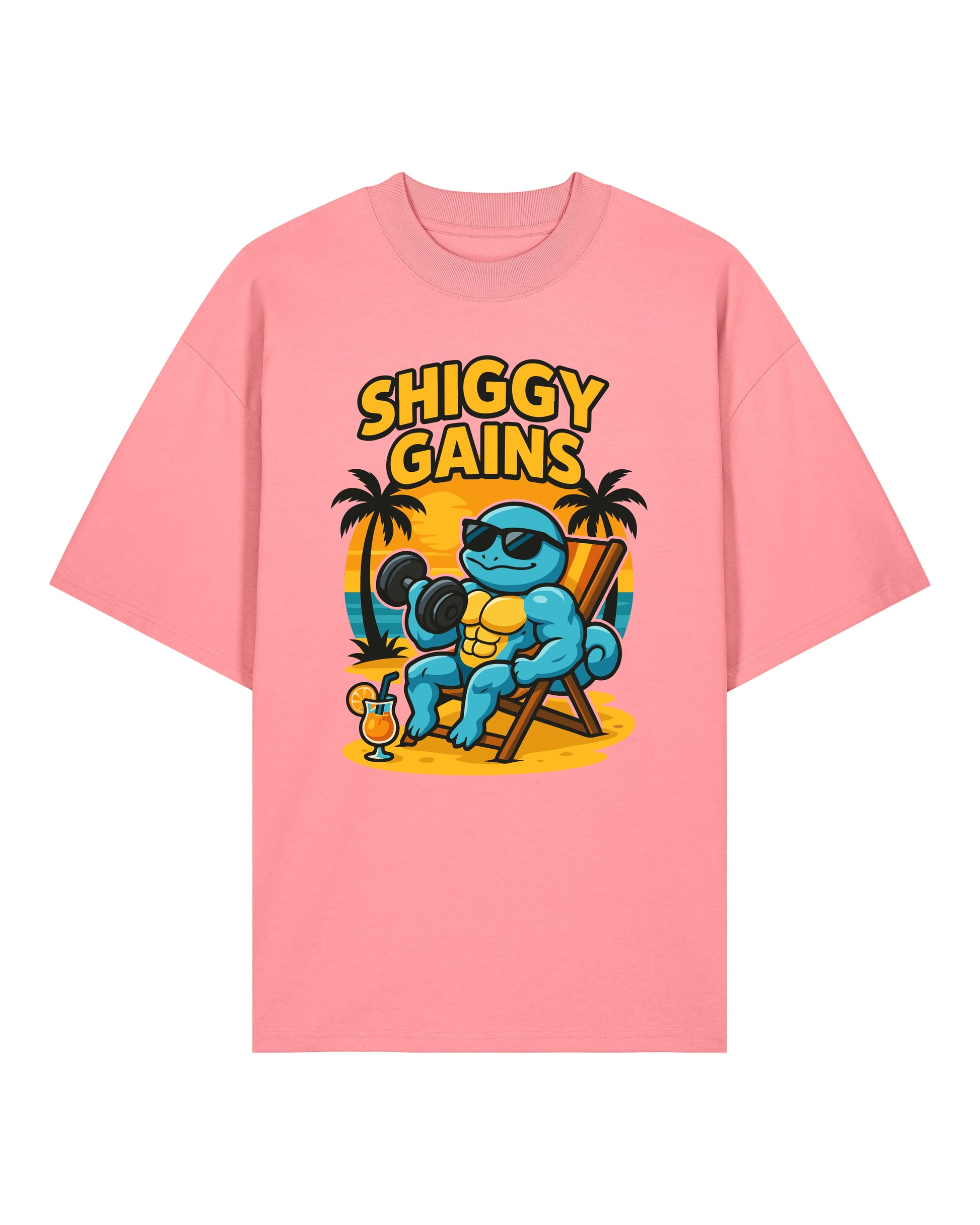 SHIGGY GAINS Oversized Pump Cover Gym Shirt Rosa – Fitness Fun Shirt für Training von Teeflix