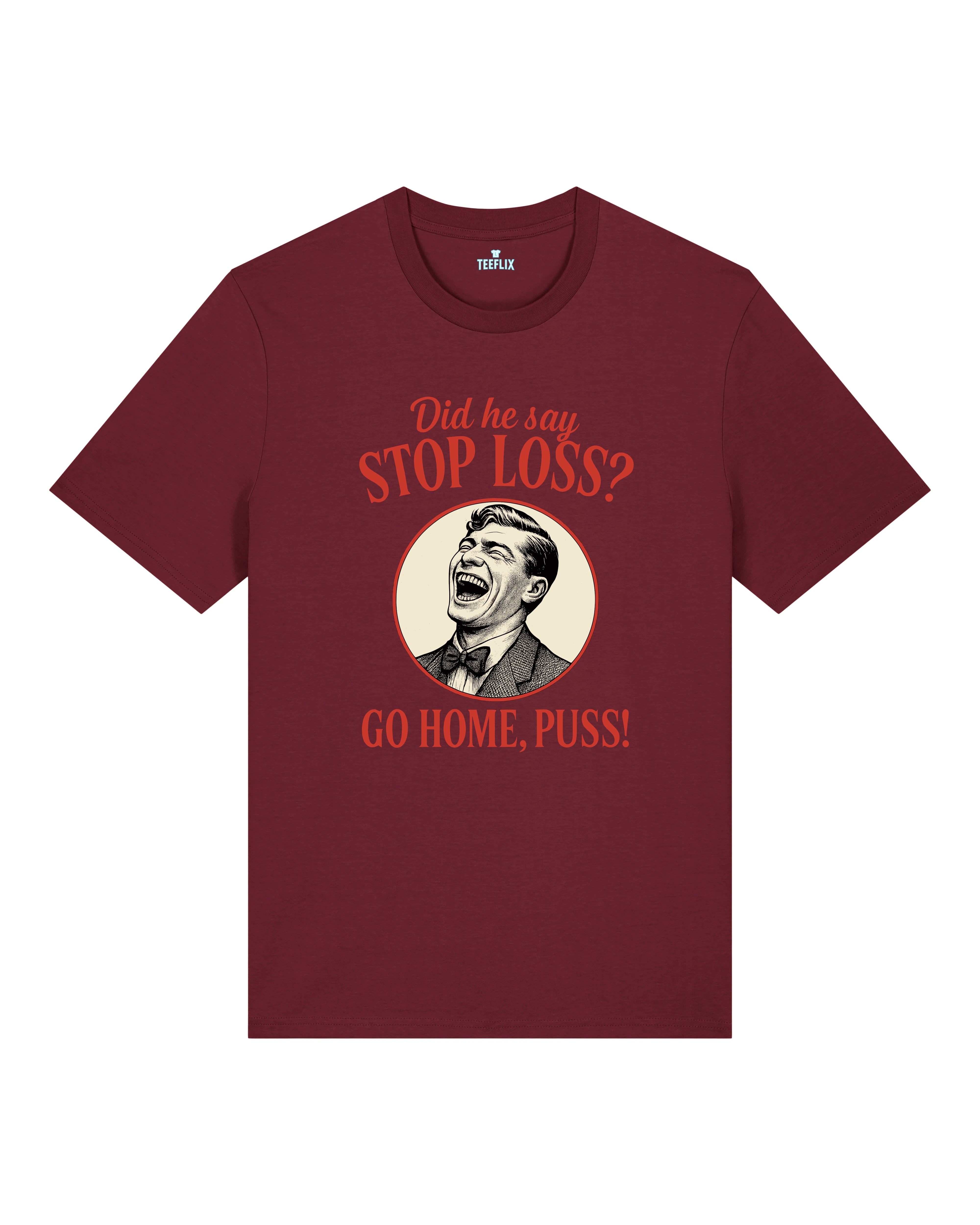 Stop Loss Meme Trading Shirt Bordeaux – Vintage Krypto Meme Shirt von Teeflix