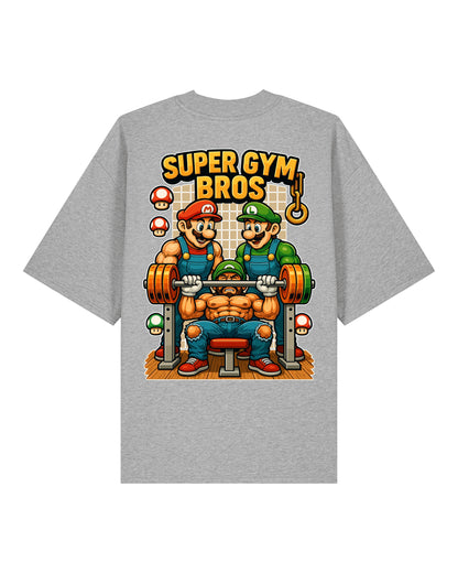 Graues Oversize Pump Cover Super Gym Bros – Lustiges Gym Shirt