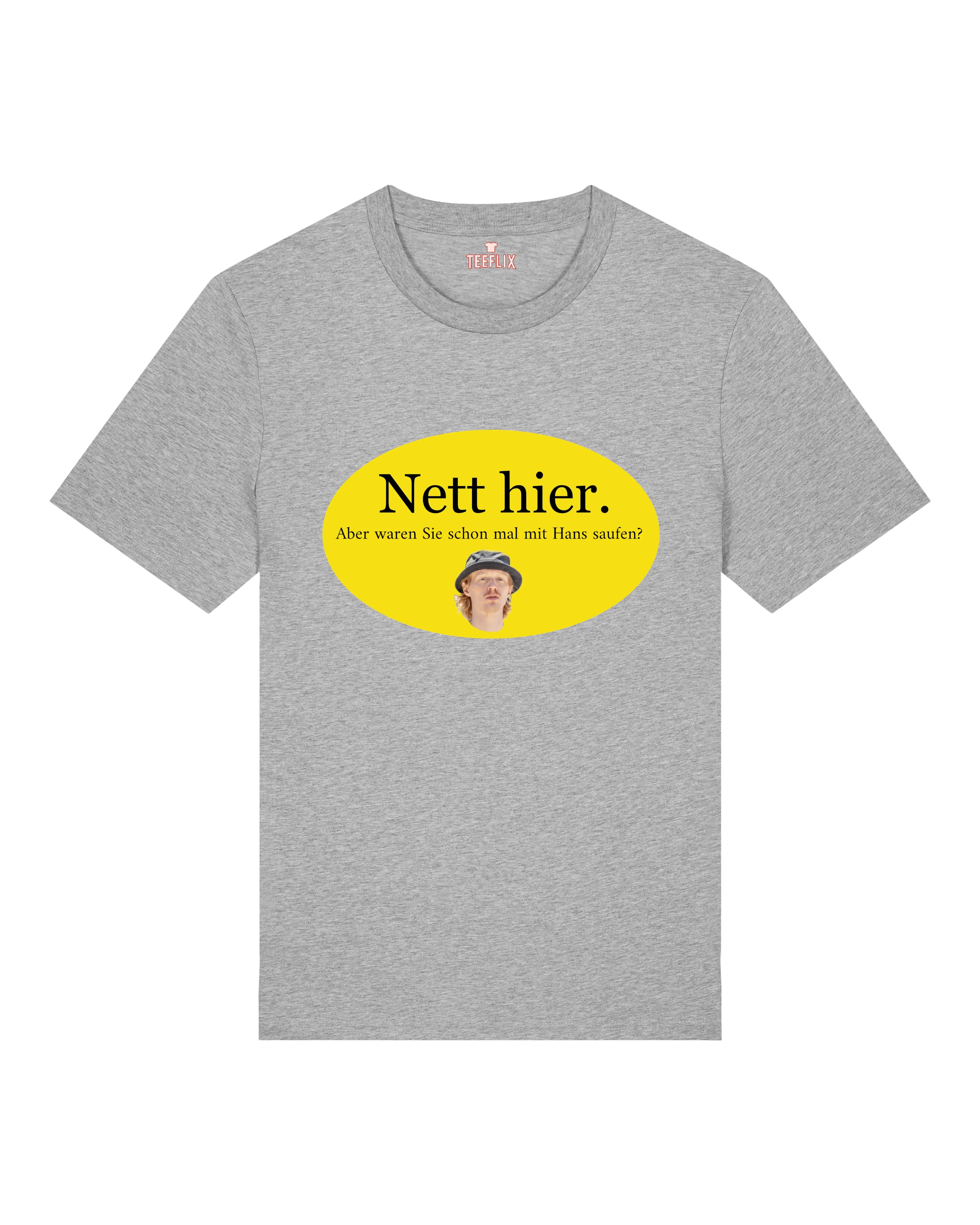 Graues Shirt mit lustigem Party-Spruch, Bio-Baumwolle, Regular Fit, Teeflix