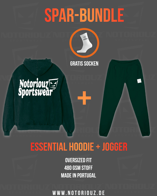 Essential Hoodie + Essential Jogger + Sport Socken Weiß