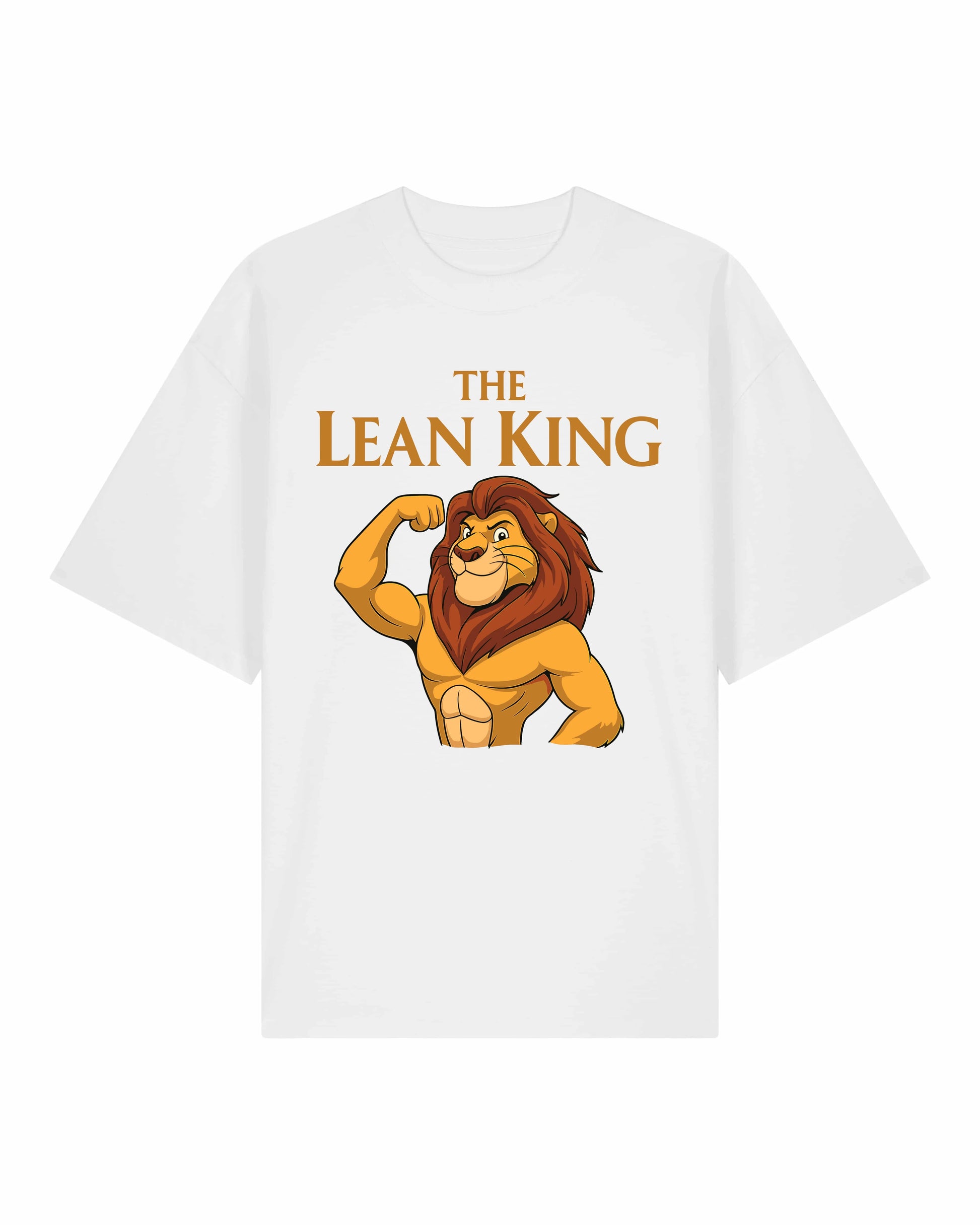 The Lean King Oversized Gym Shirt weiß – Unisex Pump Cover Fitness Shirt, Oversized Bio-Baumwolle von Teeflix