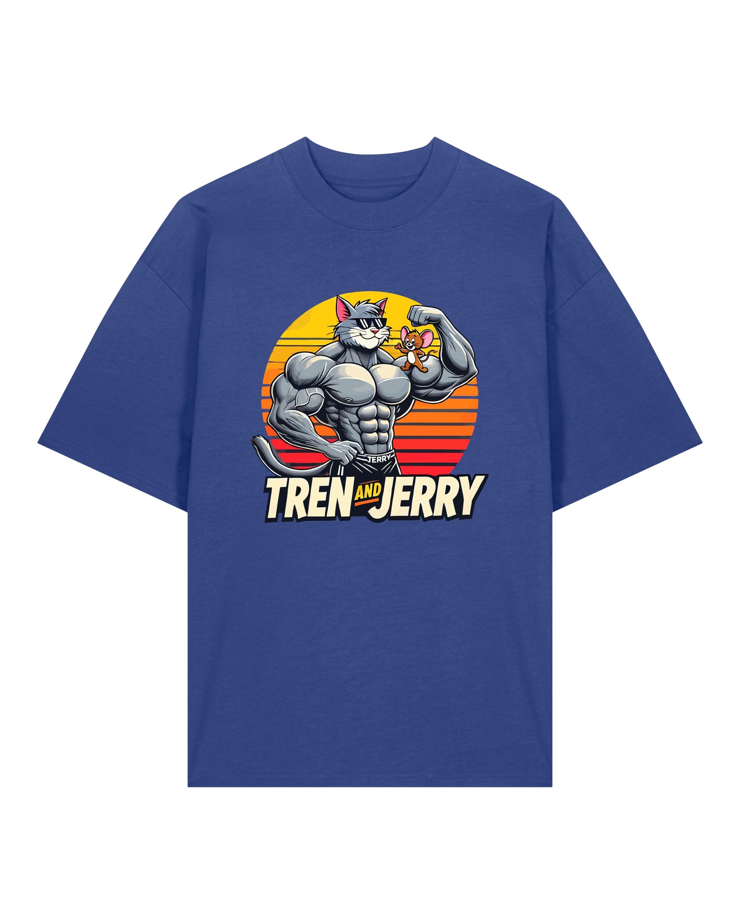 Tren and Jerry Pump Cover Shirt in Blau – Lustiges Gym T-Shirt für Bodybuilding Fans