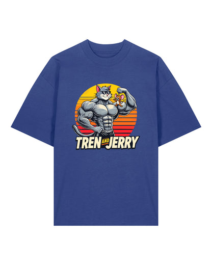 Tren and Jerry Pump Cover Shirt in Blau – Lustiges Gym T-Shirt für Bodybuilding Fans