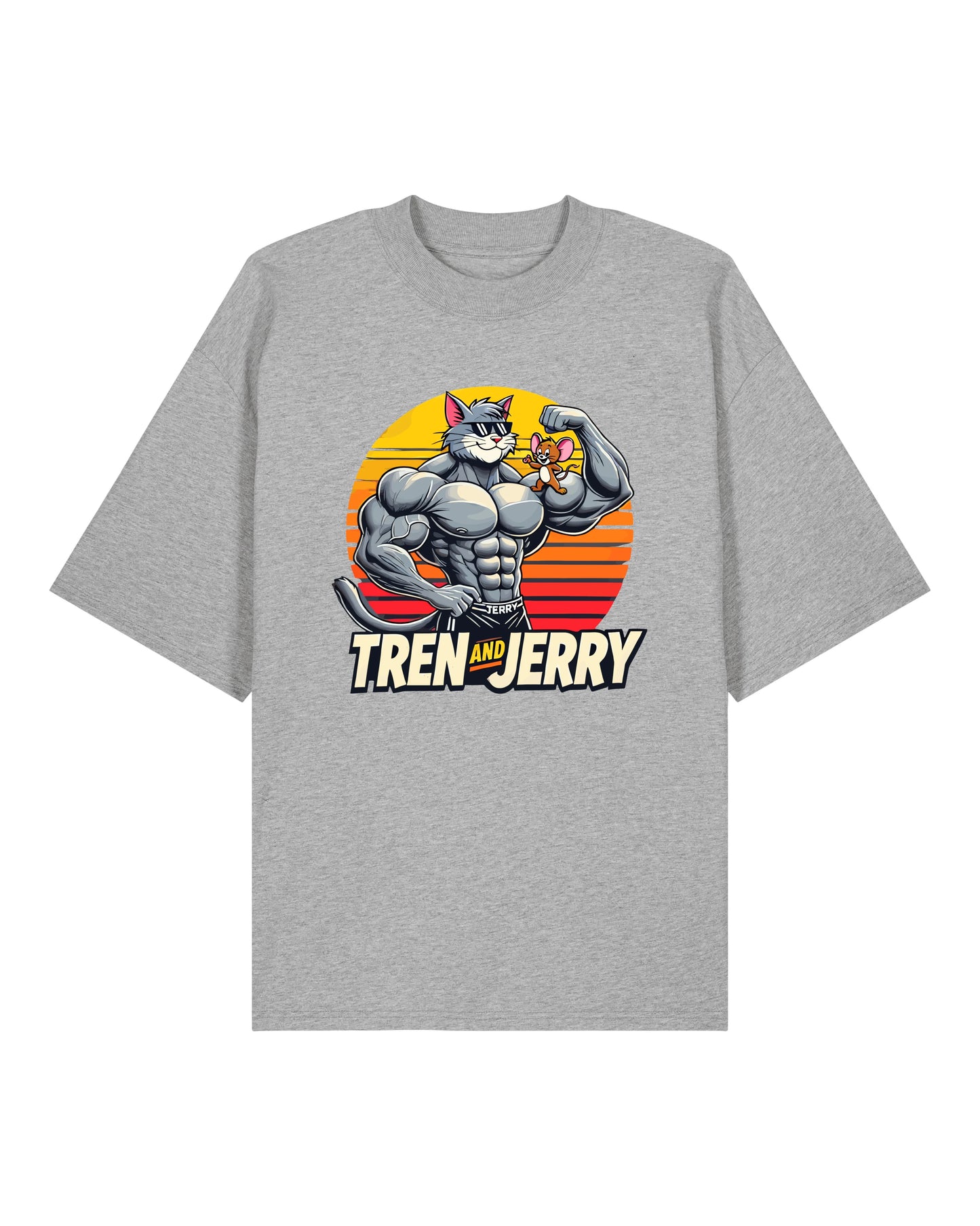 Tren and Jerry Pump Cover Shirt in Grau – Pump Cover Gym Shirt für Fitness & Lifestyle