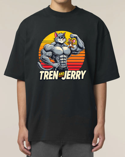 Tren and Jerry Pump Cover Shirt in Schwarz – Lustiges Gym T-Shirt für Fitness-Fans