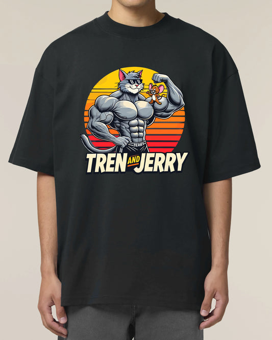 Tren and Jerry Pump Cover Shirt in Schwarz – Lustiges Gym T-Shirt für Fitness-Fans