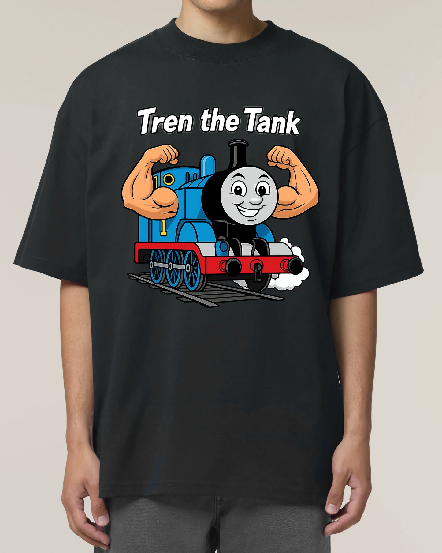 Oversized Tren the Tank Pump Cover Shirt in Schwarz – Funshirt mit Spruch – Teeflix