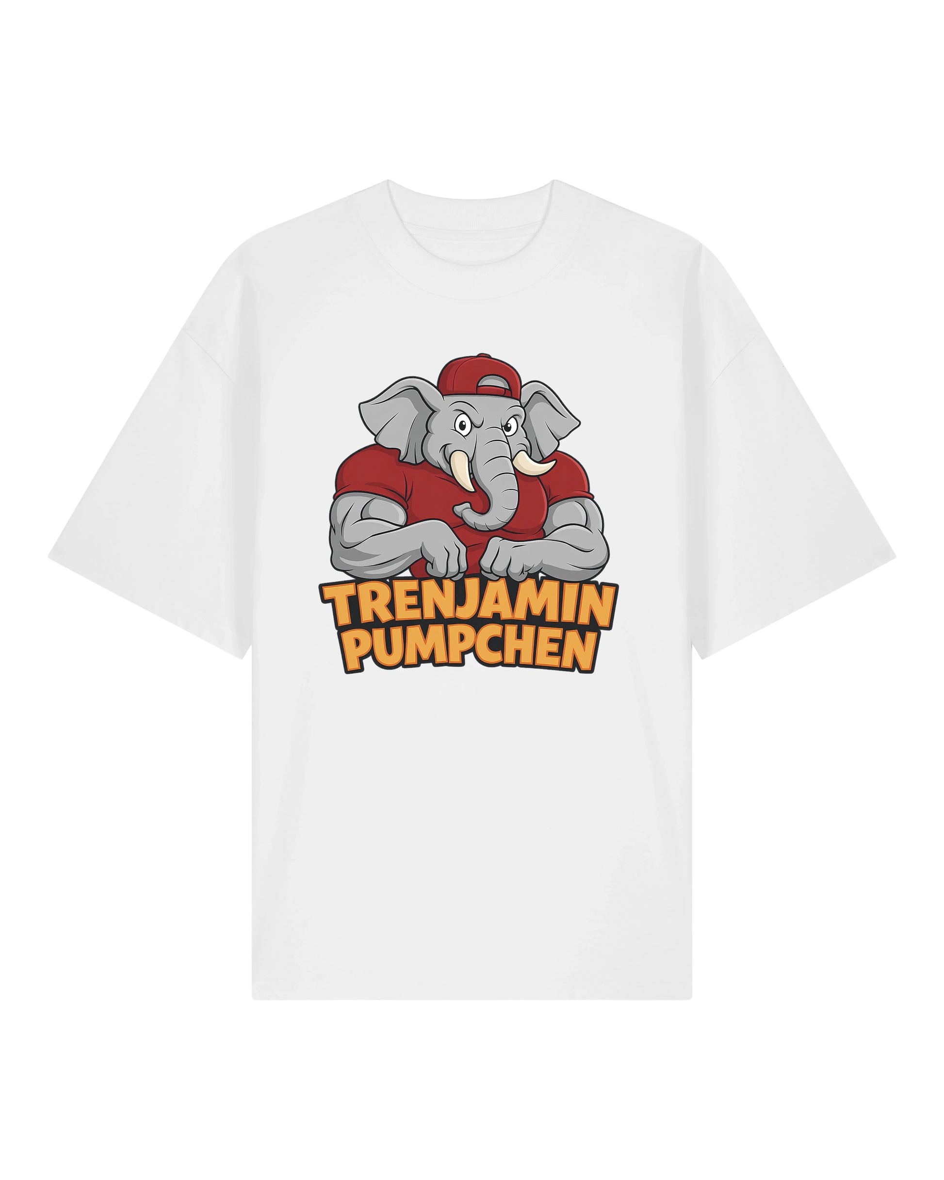 Oversized Trenjamin Pumpchen Shirt in Weiß – lustiges T‑Shirt mit Spruch – Teeflix