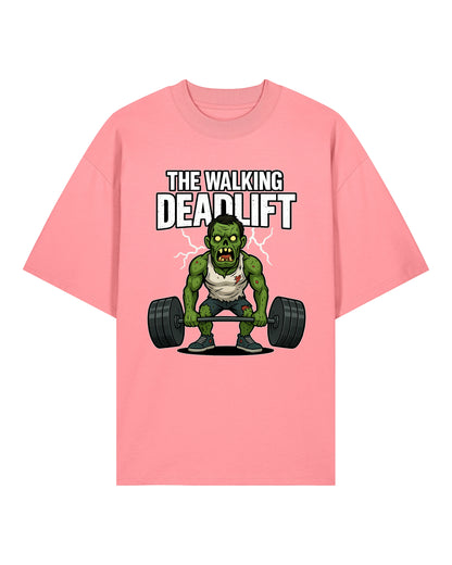 Oversized Gym Shirt „The Walking Deadlift“ in Weiß – Lustiges Pump Cover T-Shirt von Teeflix aus 100% Bio-Baumwolle, Fitness Fun Shirt