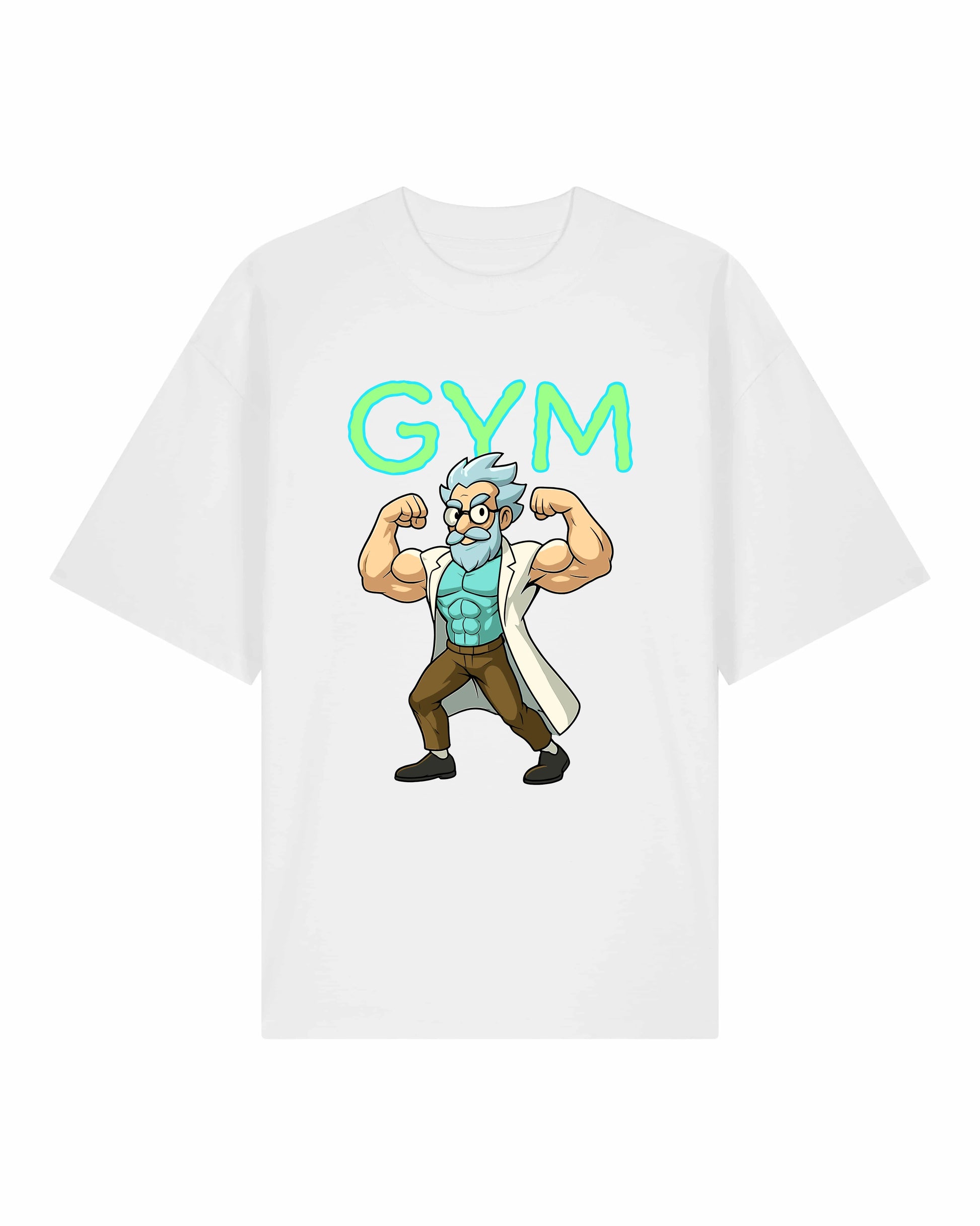 Teeflix GYM Rick Pump Cover Shirt Weiß Unisex Oversized Bio-Baumwolle