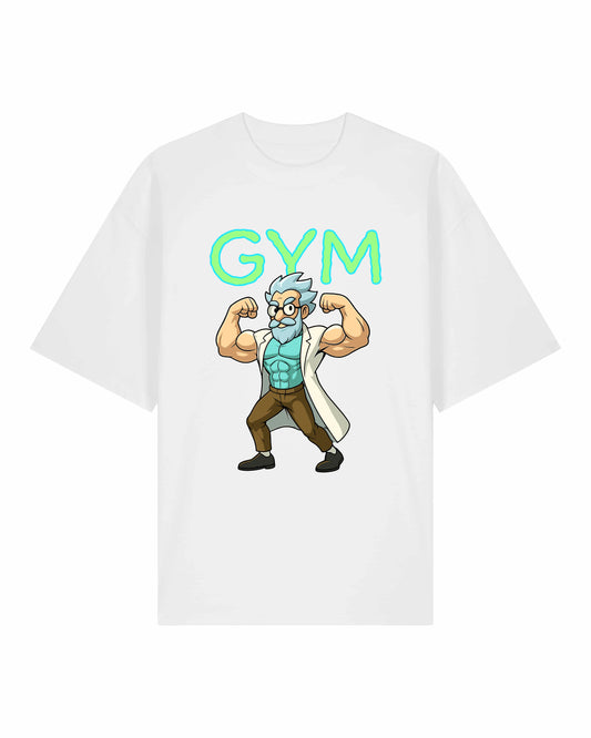 Teeflix GYM Rick Pump Cover Shirt Weiß Unisex Oversized Bio-Baumwolle