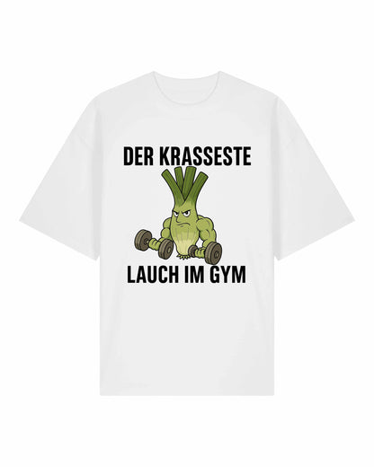Lustiges Fitness Shirt – Der krasseste Lauch im Gym T-Shirt in Weiß