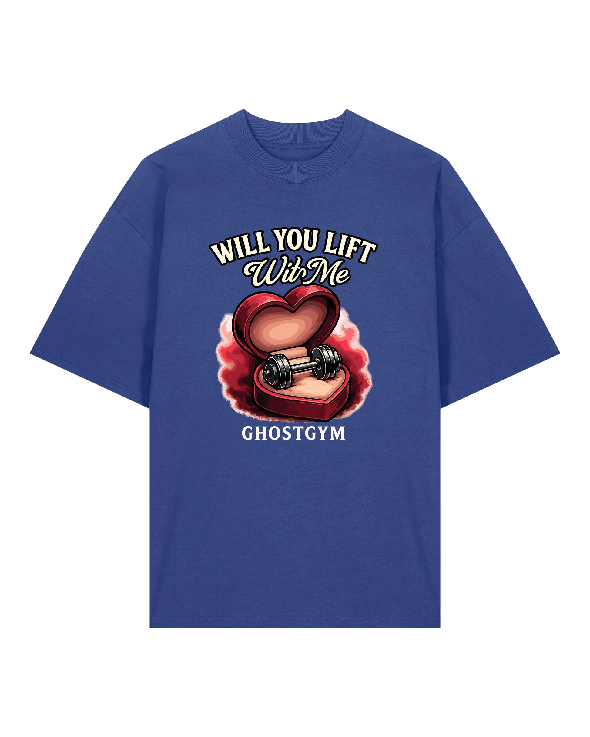 Teeflix Will You Lift With Me Gym Shirt Blau Oversized Pump Cover Bio-Baumwolle Training Shirt Herren