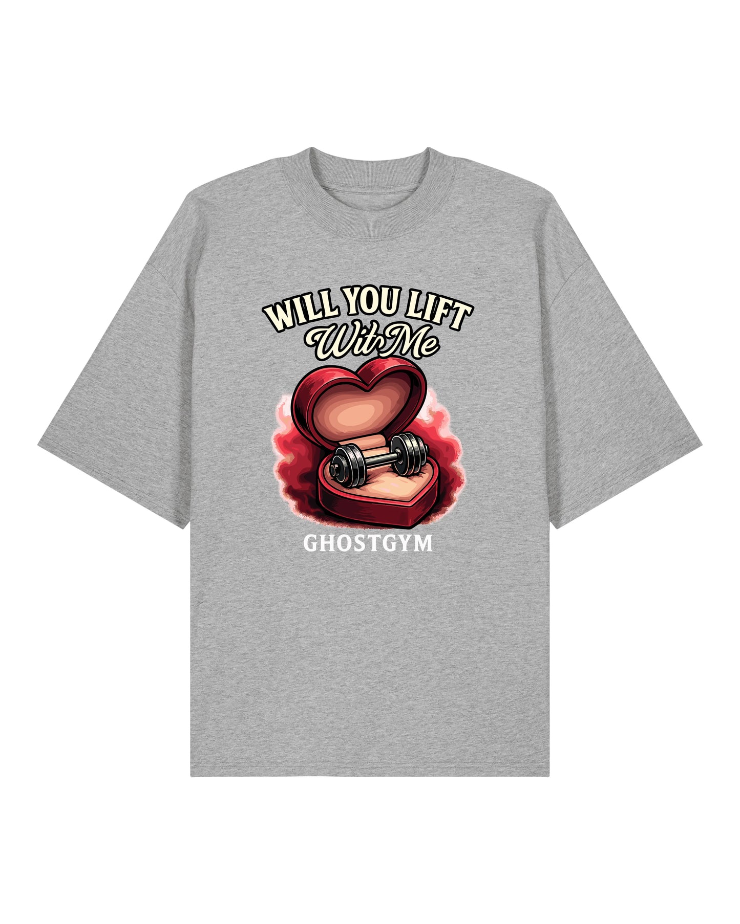 Teeflix Will You Lift With Me Gym Shirt Grau Oversized Pump Cover Bio-Baumwolle Lustiges Fitness Spruch Shirt