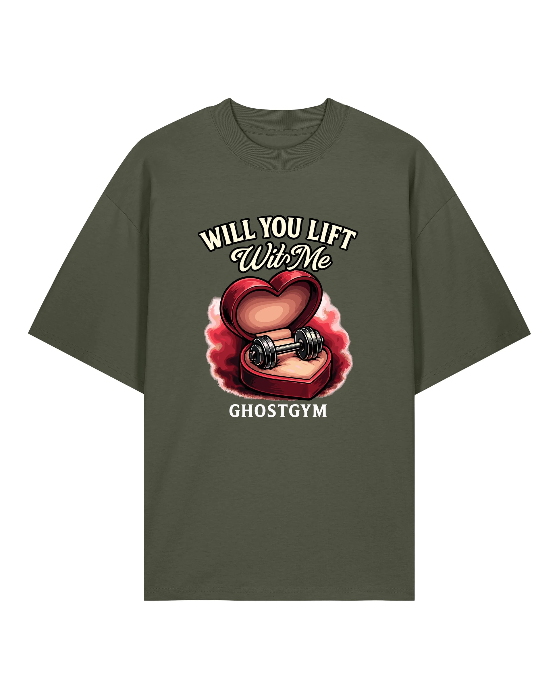 Teeflix Will You Lift With Me Gym Shirt Oliv Oversized Pump Cover Bio-Baumwolle Bodybuilding Shirt