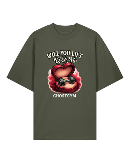 Teeflix Will You Lift With Me Gym Shirt Oliv Oversized Pump Cover Bio-Baumwolle Bodybuilding Shirt