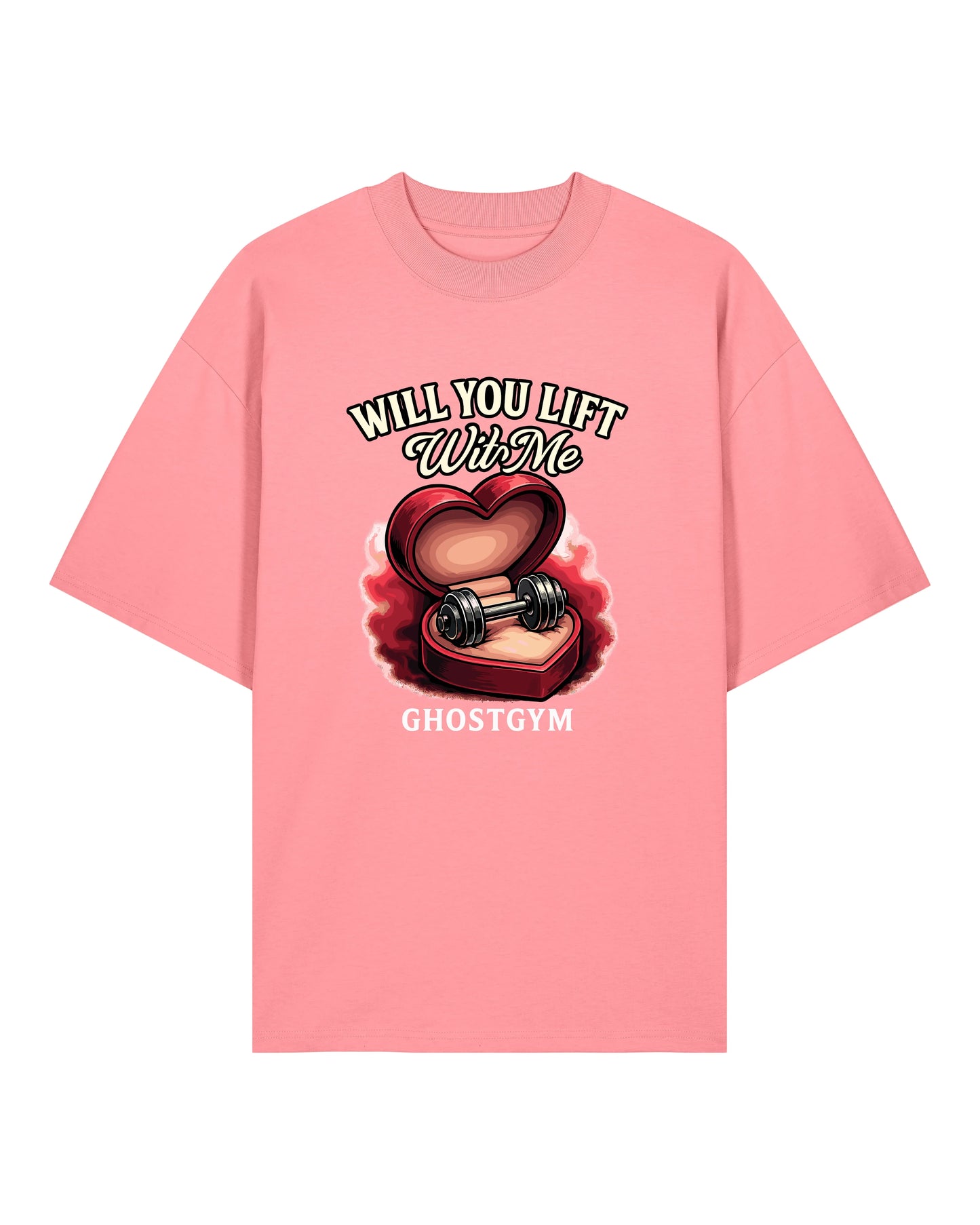 Teeflix Will You Lift With Me Gym Shirt Rosa Oversized Pump Cover Bio-Baumwolle Lustiges Fitness Shirt