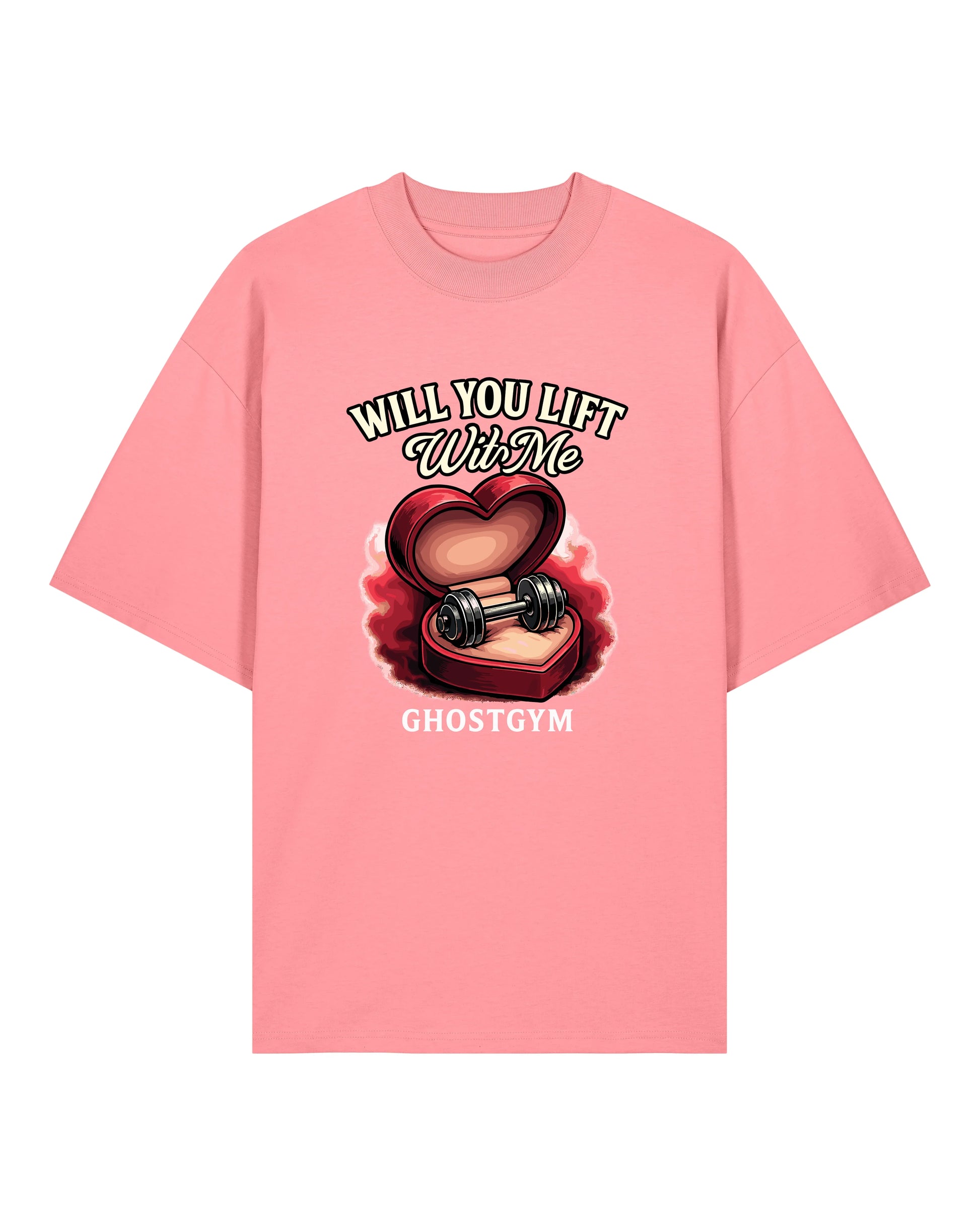 Teeflix Will You Lift With Me Gym Shirt Rosa Oversized Pump Cover Bio-Baumwolle Lustiges Fitness Shirt