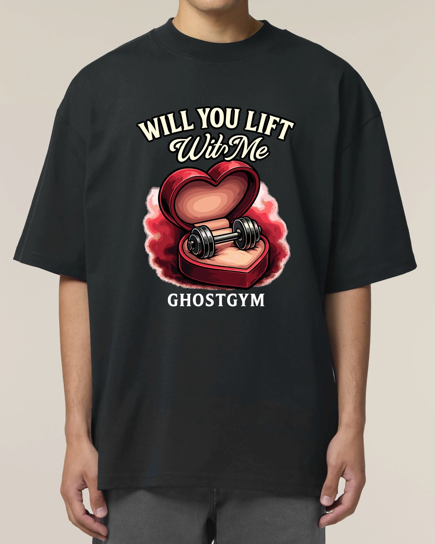 Teeflix Will You Lift With Me Gym Shirt Schwarz Oversized Pump Cover Bio-Baumwolle Fitness Shirt