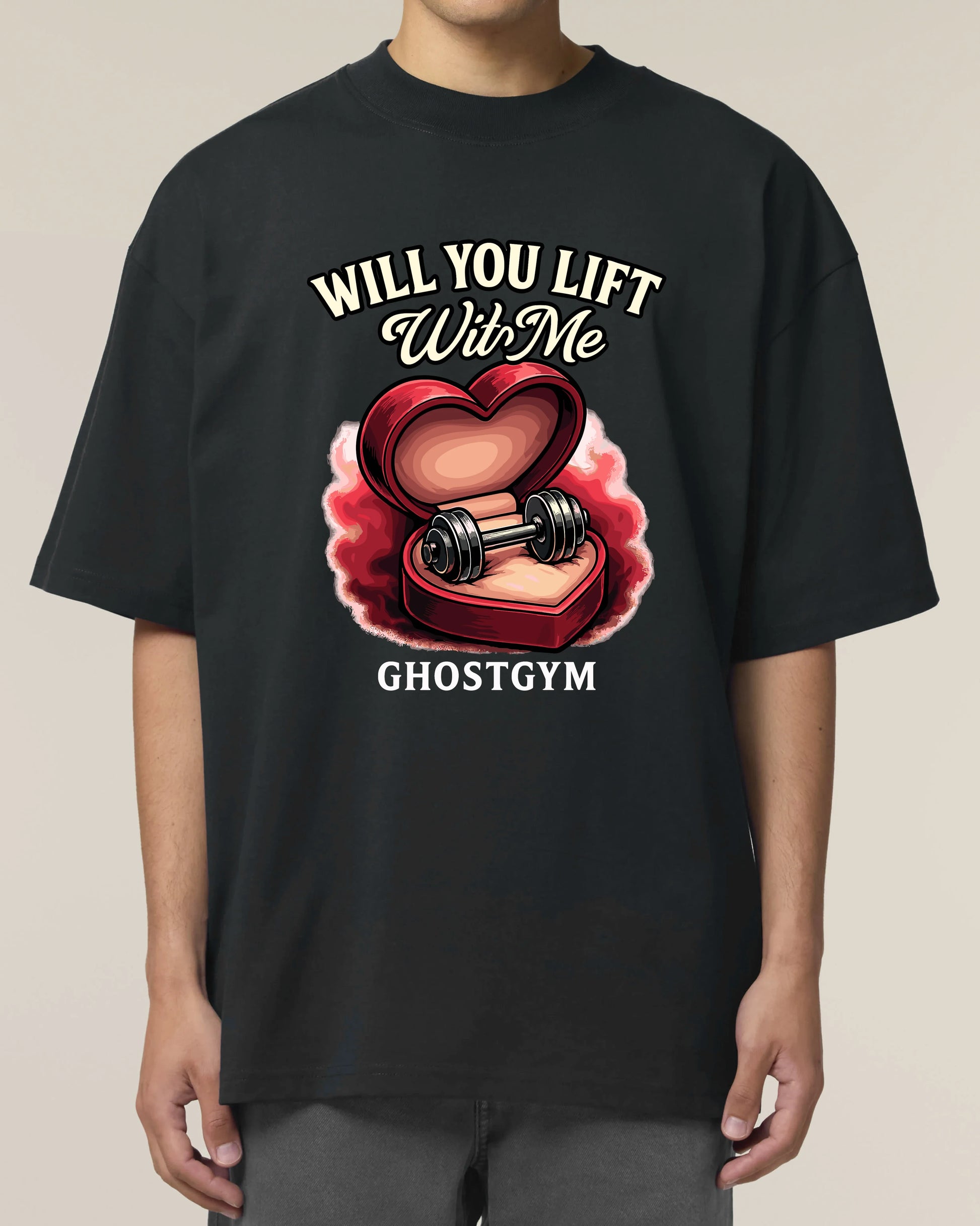 Teeflix Will You Lift With Me Gym Shirt Schwarz Oversized Pump Cover Bio-Baumwolle Fitness Shirt